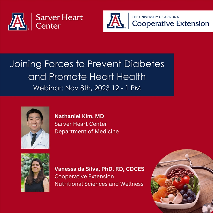 [Flyer for Sarver Heart Center webinar on diabetes and heart health_11.08.23]