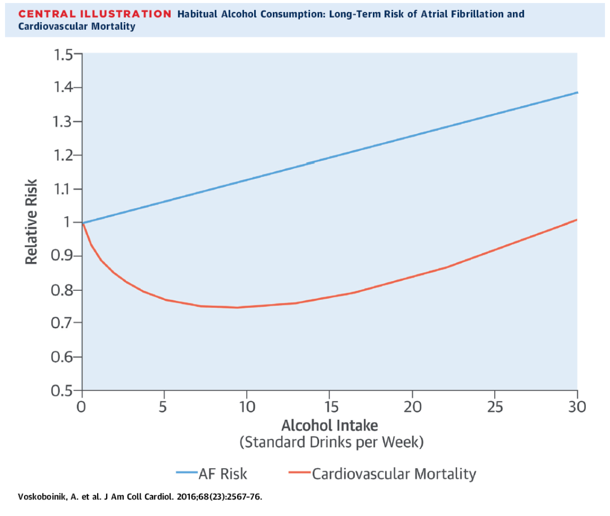 Habitual Alcohol Consumption: Long-term risk of atrial fibrillation and cardiovascular mortality